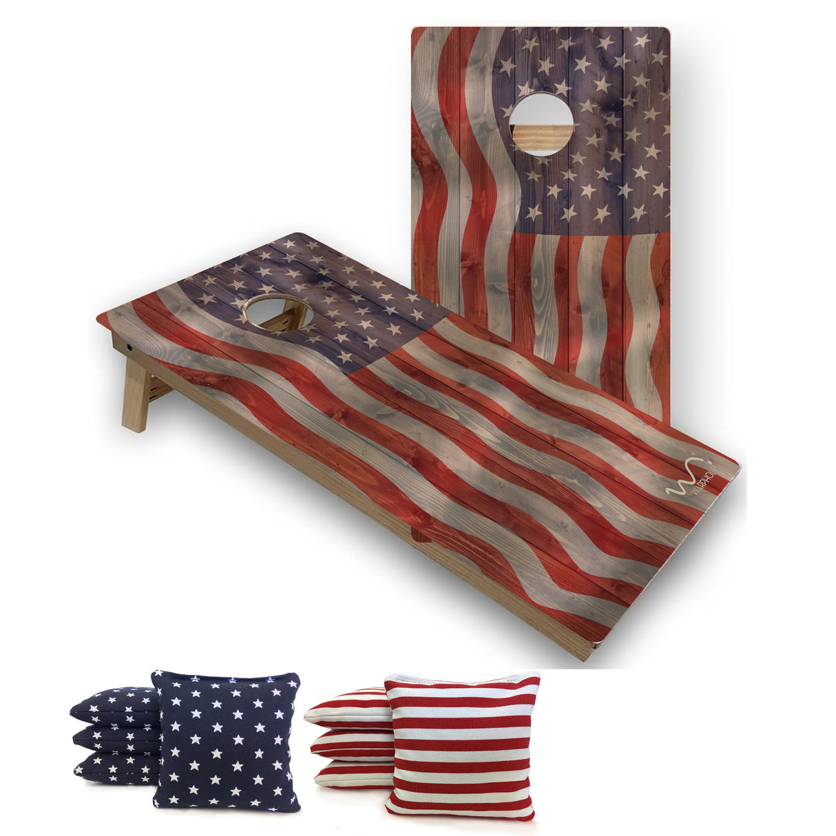 Cornhole Signature by Warphole® - Flag Oak